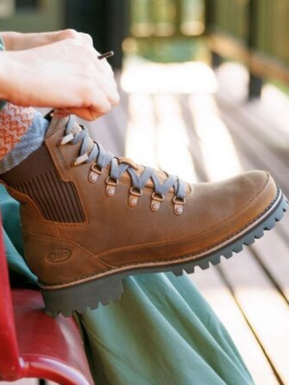 Chaco Fields Lace Waterproof Leather Hiking Boots Brown Ankle Boot Size 9
